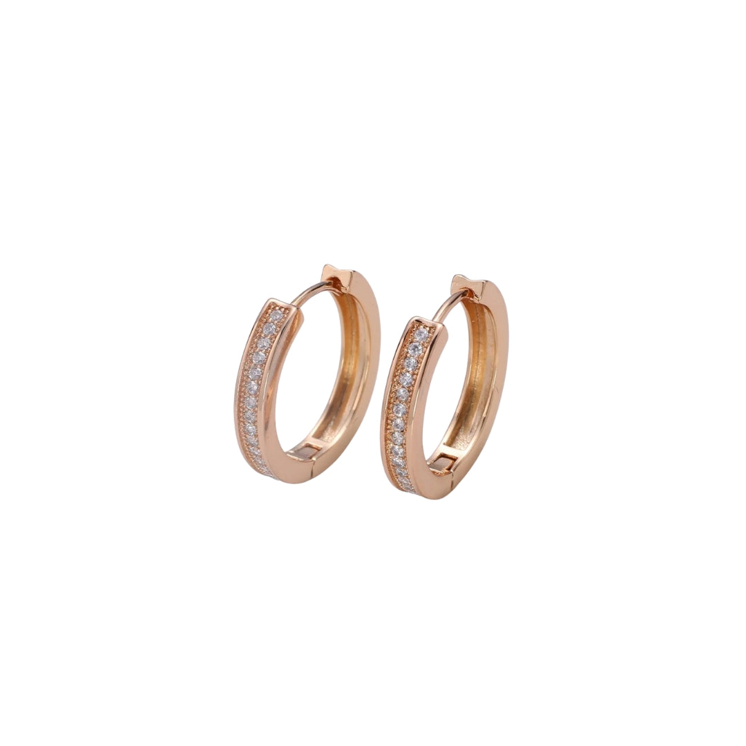 Zirconia Rose Gold Huggie Hoops