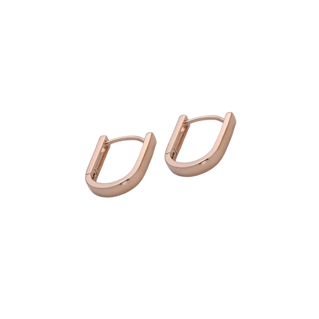 U Shape Rose Gold Huggie Hoops